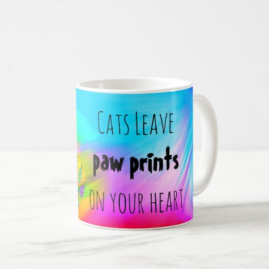 Katzen Verließ Paw Prints auf Ihrer Herz-Tasse Kaffeetasse (VorderseiteRechts)