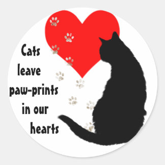 Katzen verließ Paw-Prints in unserem Heart Aufkleb Runder Aufkleber