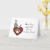 Katzen Verließ Pawprints auf Ihrem Herzen Karte (Gelbe Blume)