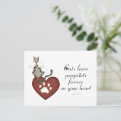 Katzen Verließ Pawprints auf Ihrem Herzen Postkarte (Stehend Vorderseite)