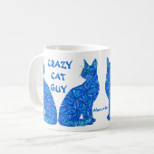 Katzen-verrückter Katzen-Typ Z blauer abstrakter Kaffeetasse (Vorderseite Links)
