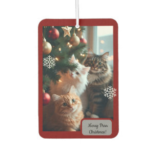 Katzen verzieren Baum, Bildtext, Anpassen,  Autolufterfrischer