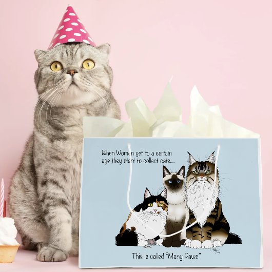 Katzen Viele Paws Funny Blue Große Geschenktüte