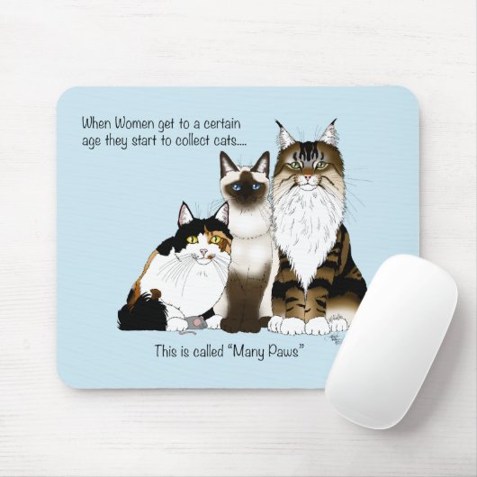 Katzen Viele Paws Funny Blue Mousepad (Mit Mouse)