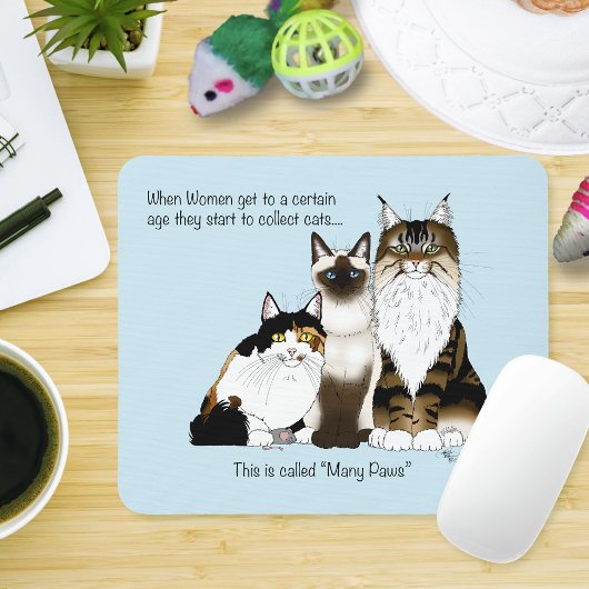 Katzen Viele Paws Funny Blue Mousepad