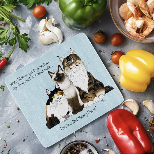 Katzen Viele Paws Funny Blue Schneidebrett