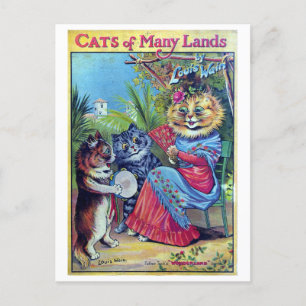 Katzen vieler Länder - Louis Wain Feiertagspostkarte