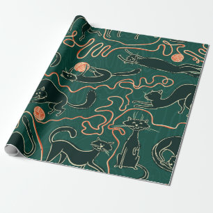 Katzen Vintag doodles nahtloses Muster Geschenkpapier
