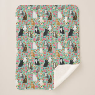 Katzen Vintage Blütenminze Sherpadecke
