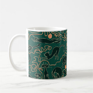Katzen vintage Doodle nahtloses Muster Kaffeetasse
