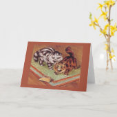 Katzen-Vintage Karte (Gelbe Blume)