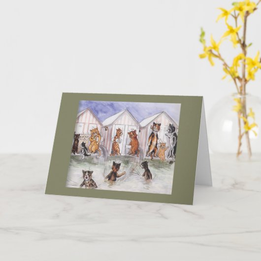 Katzen-Vintage Karte (Gelbe Blume)