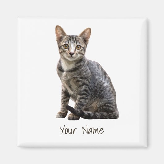 Katzen Vintages Portrait Pet Tomcat Tierdesign Magnet (Vorne)
