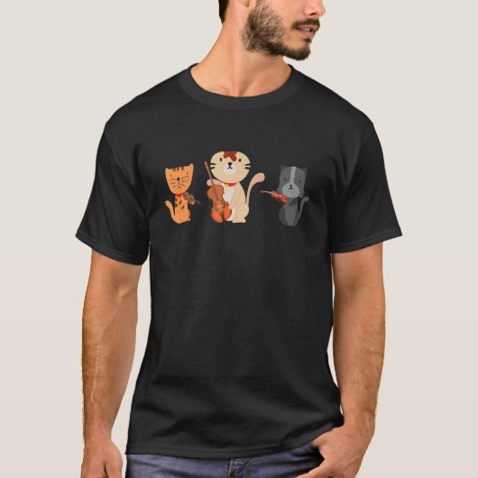 Katzen Violine Cello Cat Violinist Cello Pla T-Shirt (Vorderseite)