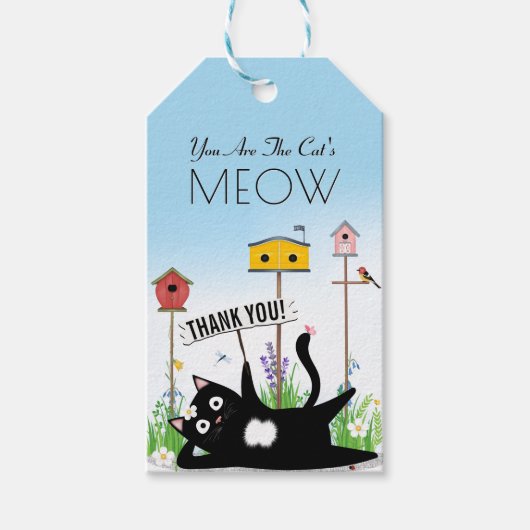 Katzen Vögel Garten Danke Geschenkanhänger (Vorderseite)