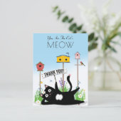 Katzen Vögel Garten Danke Postkarte (Stehend Vorderseite)