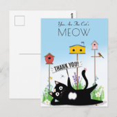 Katzen Vögel Garten Danke Postkarte (Vorne/Hinten)