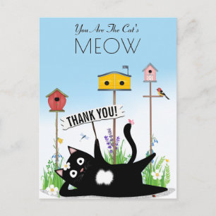 Katzen Vögel Garten Danke Postkarte