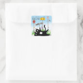 Katzen Vögel Garten Danke Quadratischer Aufkleber (Tasche)