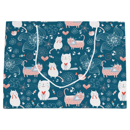 Katzen, Vögel & Herz-Geschenktasche Große Geschenktüte (Vorderseite)