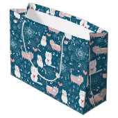 Katzen, Vögel & Herz-Geschenktasche Große Geschenktüte (Rückseite Schrägansicht)