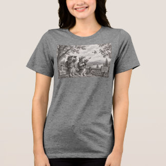 Katzen-Vogelbeobachter Bleistiftskizze Damen Tri-B Tri-Blend Shirt