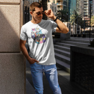 Katzen von Cartoon in Scootern T-Shirt