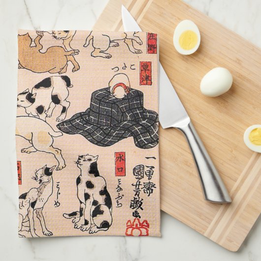 Katzen von Utagawa Kuniyoshi Geschirrtuch (Viertel Falte)