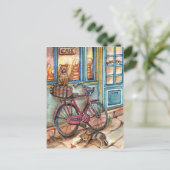 Katzen vor Bäckerei Postkarte (Stehend Vorderseite)