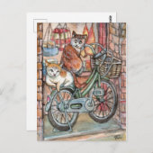 Katzen vor dem Fleischladen Postkarte (Vorne/Hinten)