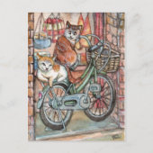 Katzen vor dem Fleischladen Postkarte (Vorderseite)
