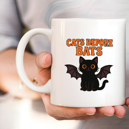 Katzen vor Fledermäusen Halloween Schwarze Katze Kaffeetasse