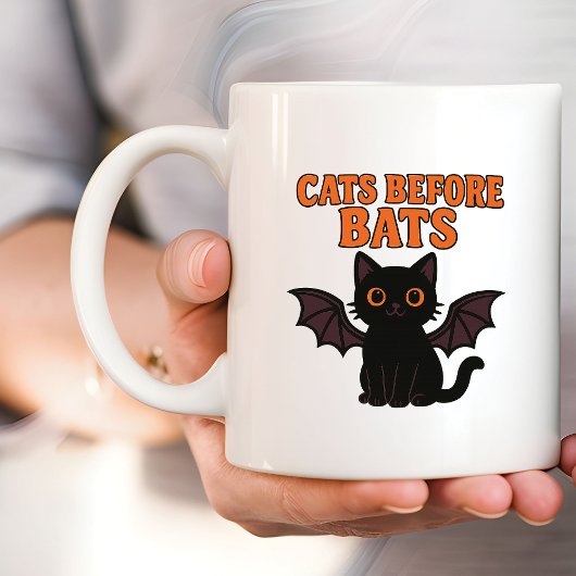 Katzen vor Fledermäusen Halloween Schwarze Katze Kaffeetasse