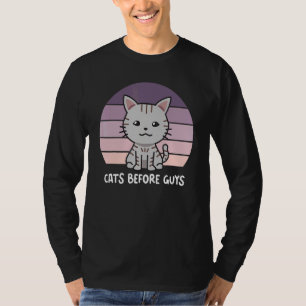 Katzen vor Typ Graue Katze Kitten Lila Sonnenunter T-Shirt
