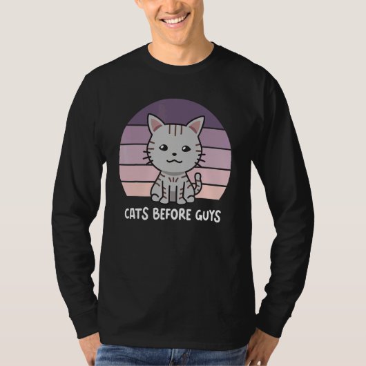 Katzen vor Typ Graue Katze Kitten Lila Sonnenunter T-Shirt (Vorderseite)