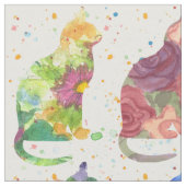 Katzen Wasserfarbene Blume Spots Stoff (Nahaufnahme)