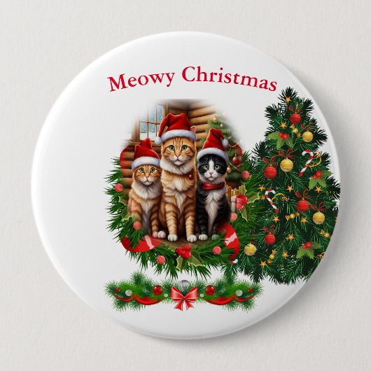 Katzen Weihnachten Button (Vorderseite)