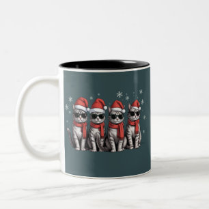 Katzen Weihnachten Katze Mama Feiertag Xmas Santa Zweifarbige Tasse