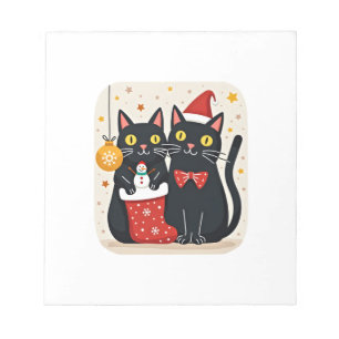 Katzen Weihnachten Retro 50er 60er Weihnachten (1) Notizblock