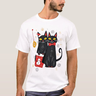 Katzen Weihnachten Retro 50er 60er Xmas (2) T-Shirt