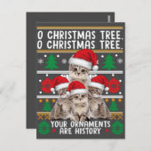 Katzen Weihnachten Shirt Funny Ornaments Pajama Fa Postkarte (Vorne/Hinten)