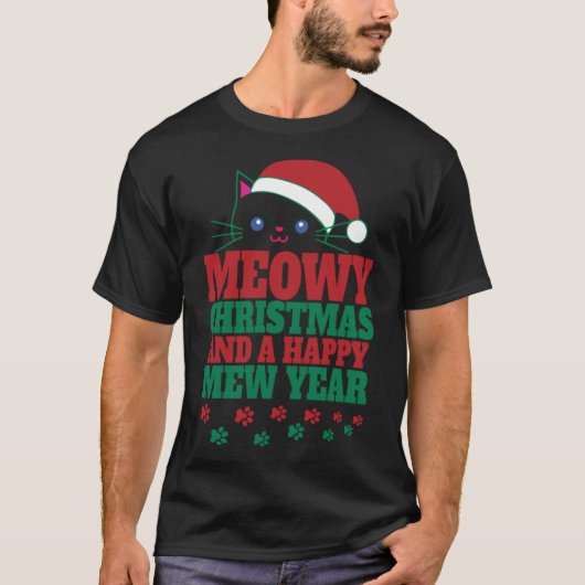 Katzen Weihnachten T-Shirt (Vorderseite)