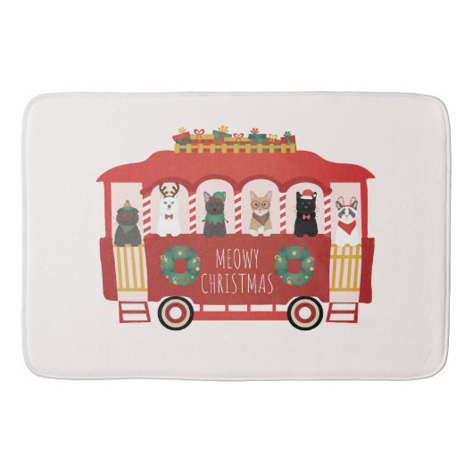 Katzen Weihnachten Trolly Meowy Weihnachten Badematte (Vorderseite)