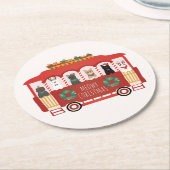 Katzen Weihnachten Trolly Meowy Weihnachten Runder Pappuntersetzer (Angewinkelt)