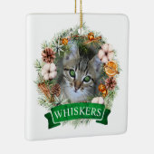 Katzen-Weihnachts-Kranz-Ornament Keramikornament (Rechts)