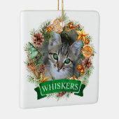Katzen-Weihnachts-Kranz-Ornament Keramikornament (Rechts)