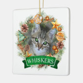 Katzen-Weihnachts-Kranz-Ornament Keramikornament (Links)