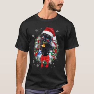 Katzen-Weihnachts-Kranz-Ornament-Schmuck Xmas Sant T-Shirt