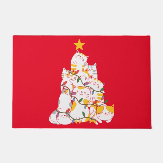 Katzen Weihnachtsbaum Funny Cats Weihnachten Fußmatte (Vorderseite)