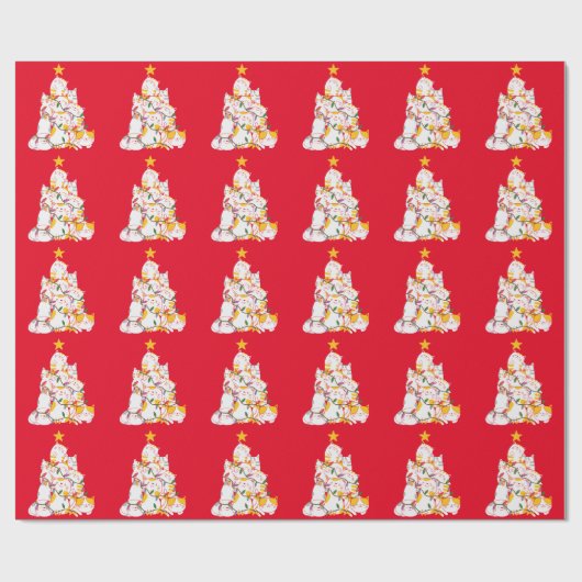 Katzen Weihnachtsbaum Funny Cats Weihnachten Geschenkpapier (Flach)